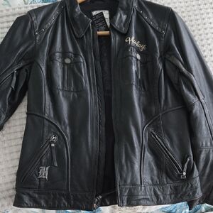 Harley-Davidson Embroidered Black Leather Jacket